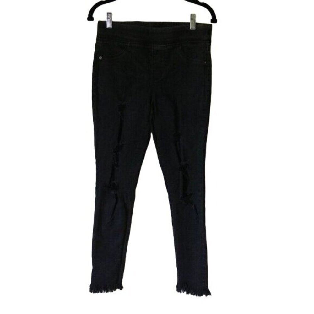 Women's Old Navy Rockstar Pull On Jeans Black Distressed Size 6